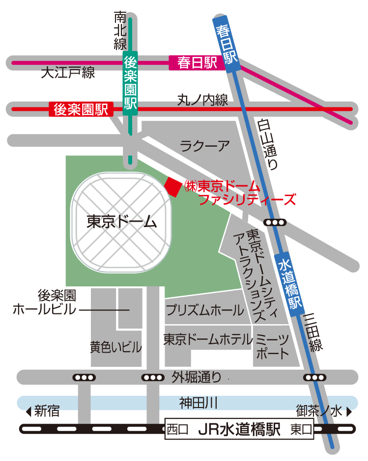 東京ドームシティ　アルバイトセンター　アクセスマップ